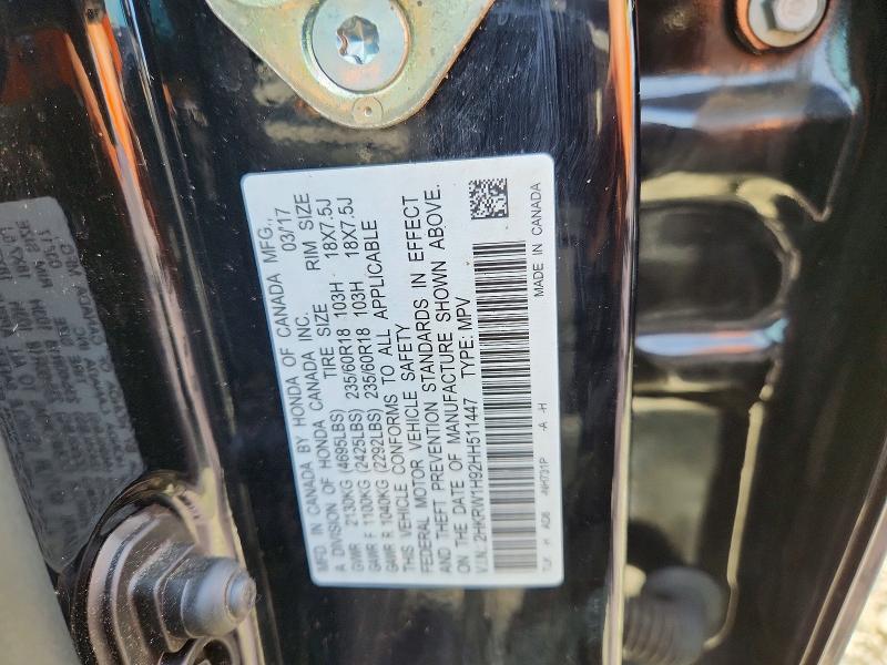 71263006 :رقم المزاد ، 2HKRW1H92HH511447 vin ، 2017 Honda Cr-v مزاد بيع