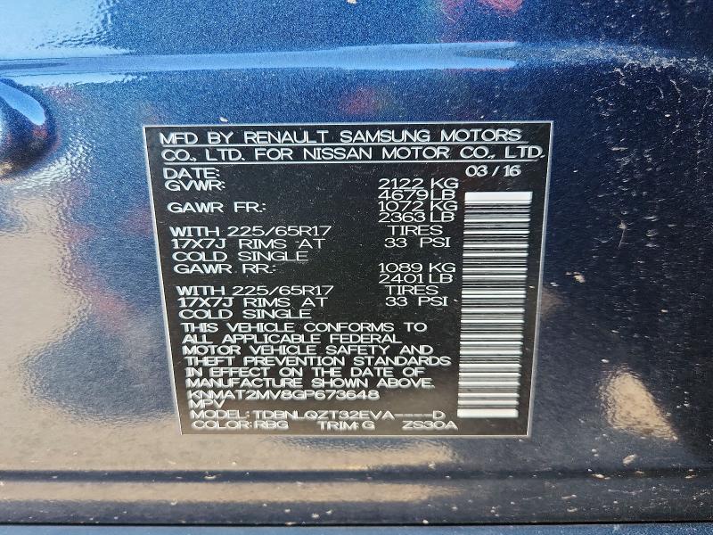 Aukcja sprzedaży 2016 Nissan Rogue, vin: KNMAT2MV8GP673648, numer aukcji: 70917796