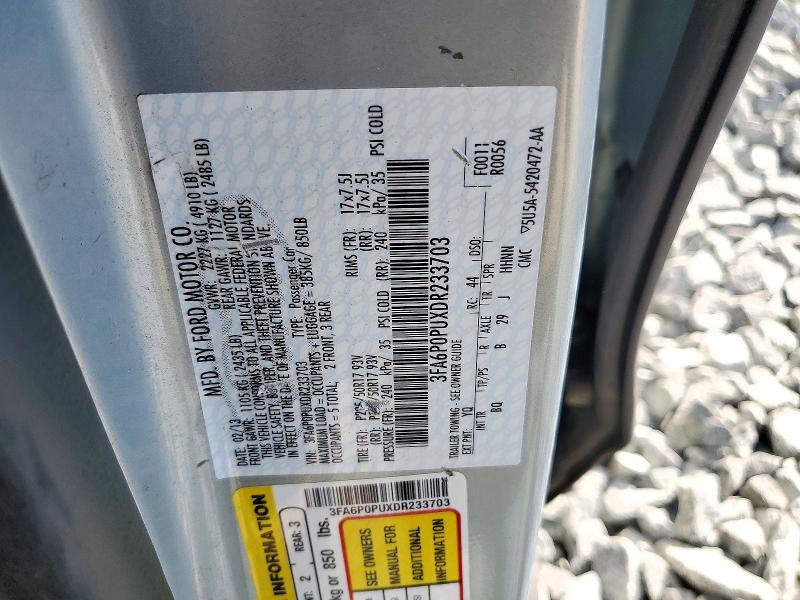 Продаж на аукціоні авто 2013 Ford Fusion, vin: 3FA6P0PUXDR233703, номер лоту: 71650426