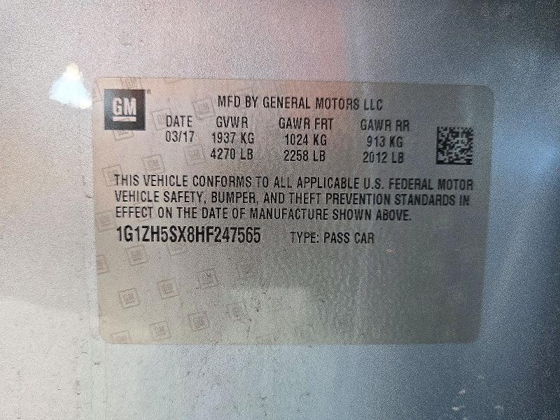 73881336 :رقم المزاد ، 1G1ZH5SX8HF247565 vin ، 2017 Chevrolet Malibu مزاد بيع