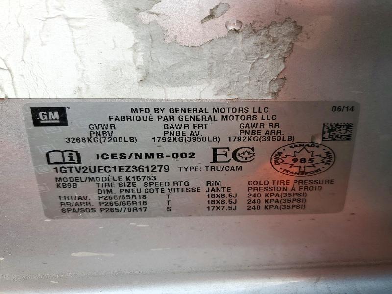 73140396 :رقم المزاد ، 1GTV2UEC1EZ361279 vin ، 2014 Gmc Sierra مزاد بيع