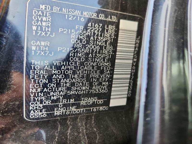 71317986 :رقم المزاد ، JN8AF5MV6HT753360 vin ، 2017 Nissan Juke مزاد بيع
