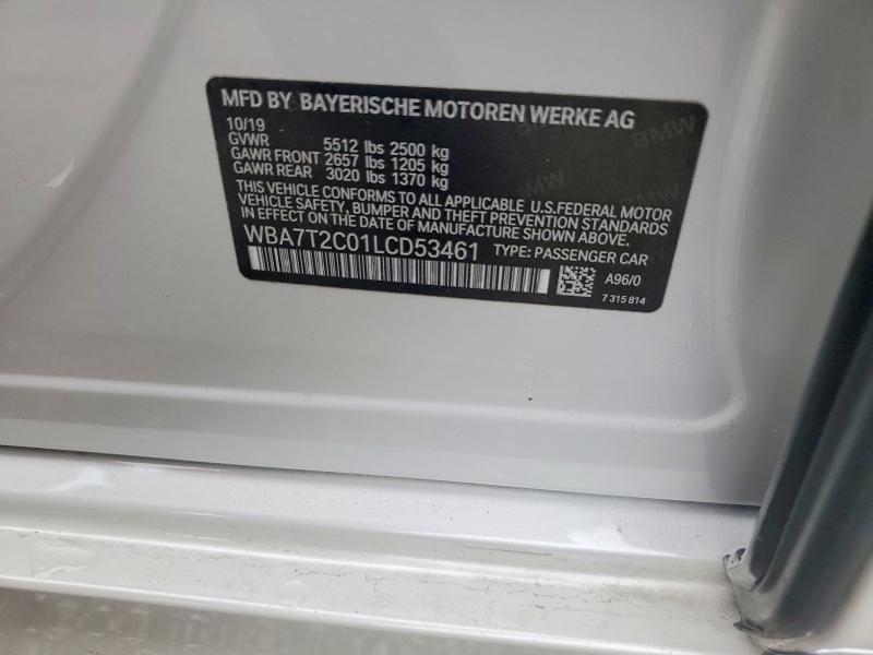 Aukcja sprzedaży 2020 Bmw 740, vin: WBA7T2C01LCD53461, numer aukcji: 70812776