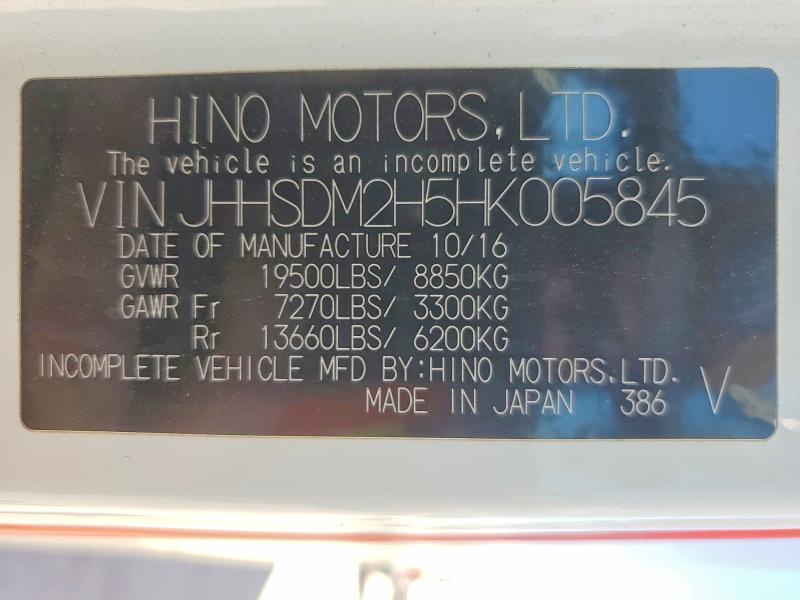Продаж на аукціоні авто 2017 Hino 195, vin: JHHSDM2H5HK005845, номер лоту: 71212796