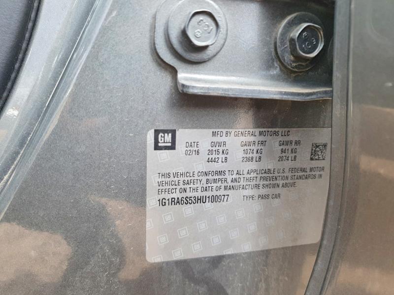 71616866 :رقم المزاد ، 1G1RA6S53HU100977 vin ، 2017 Chevrolet Volt مزاد بيع