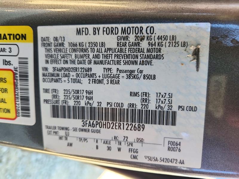 Продажа на аукционе авто 2014 Ford Fusion, vin: 3FA6P0HD2ER122689, номер лота: 72354976
