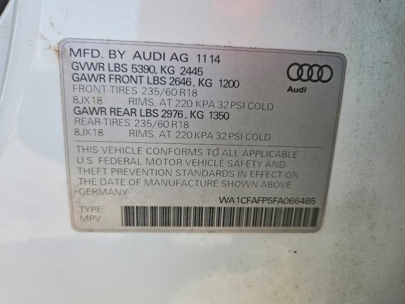 Aukcja sprzedaży 2015 Audi Q5, vin: WA1CFAFP5FA066465, numer aukcji: 71824416