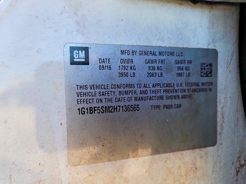 71856196 :رقم المزاد ، 1G1BF5SM2H7136565 vin ، 2017 Chevrolet Cruze مزاد بيع