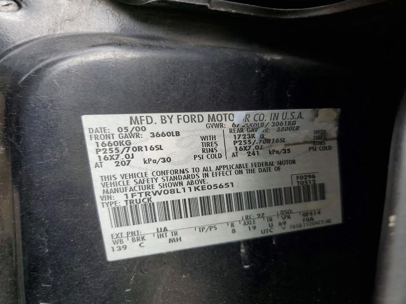 Aukcja sprzedaży 2001 Ford F150, vin: 1FTRW08L11KE05651, numer aukcji: 70426406