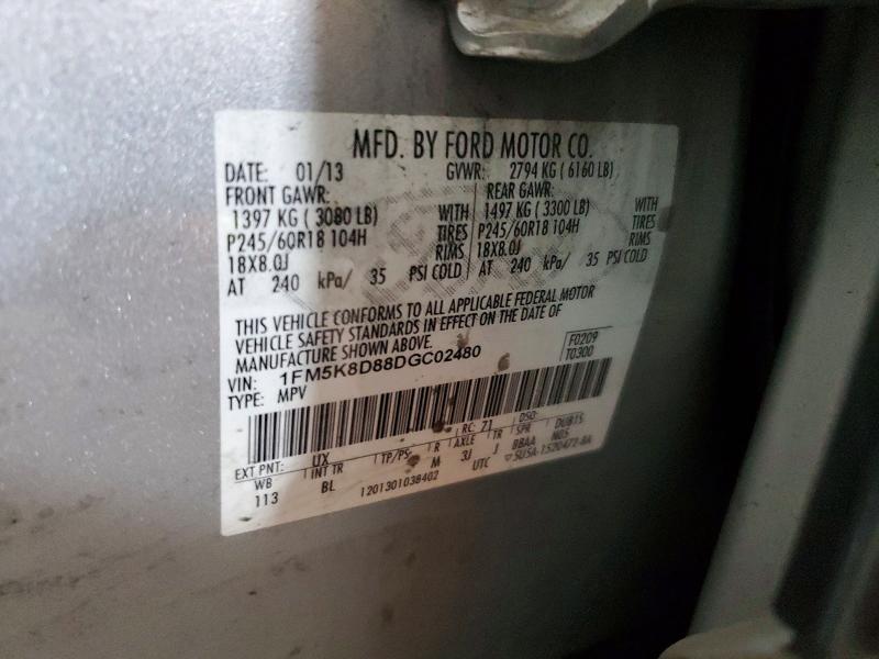 71100866 :رقم المزاد ، 1FM5K8D88DGC02480 vin ، 2013 Ford Explorer مزاد بيع