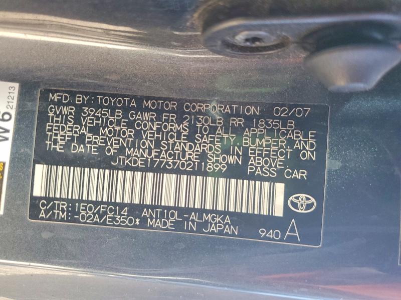 2007 Scion Tc მანქანა იყიდება აუქციონზე, vin: JTKDE177370211899, აუქციონის ნომერი: 63943086