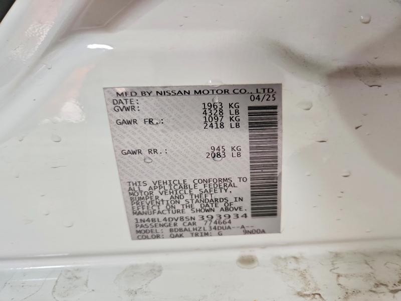 71450256 :رقم المزاد ، 1N4BL4DV8SN393934 vin ، 2025 Nissan Altima مزاد بيع