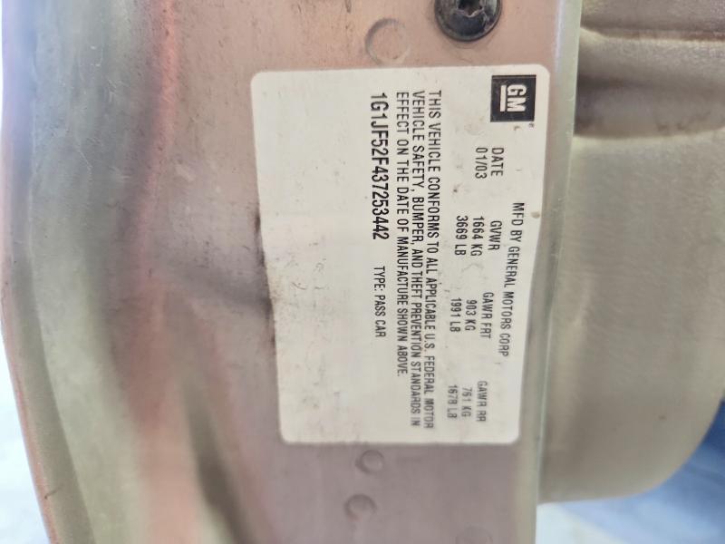 2003 Chevrolet Cavalier მანქანა იყიდება აუქციონზე, vin: 1G1JF52F437253442, აუქციონის ნომერი: 71076306
