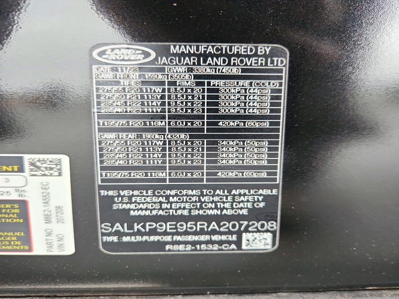 Aukcja sprzedaży 2024 Land Rover Range Rover, vin: SALKP9E95RA207208, numer aukcji: 71721106