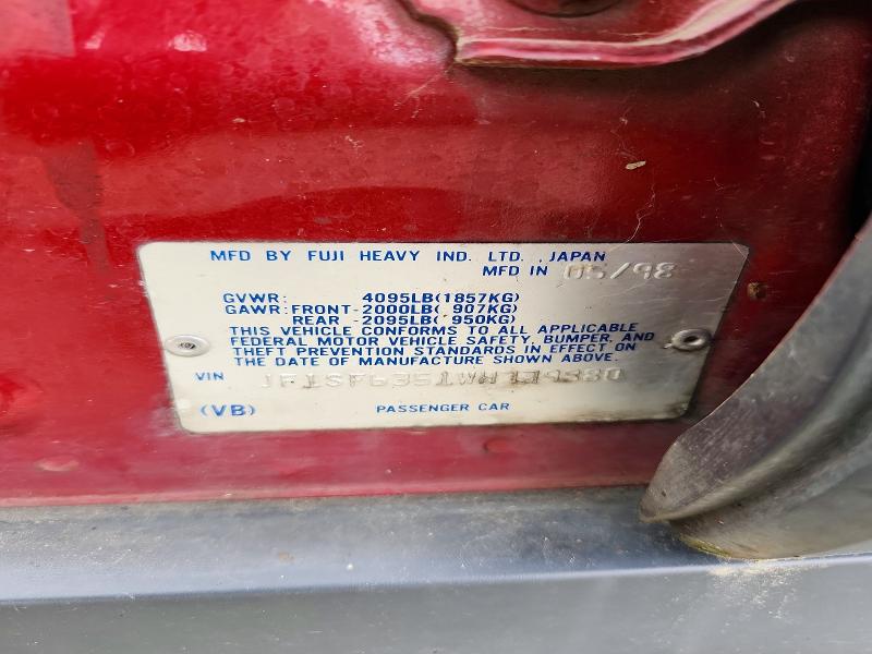 71456596 :رقم المزاد ، JF1SF6351WH779880 vin ، 1998 Subaru Forester مزاد بيع