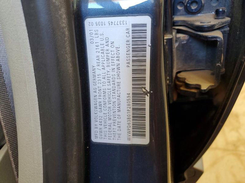 71157816 :رقم المزاد ، WVWPD63B01P280594 vin ، 2001 Volkswagen Passat مزاد بيع