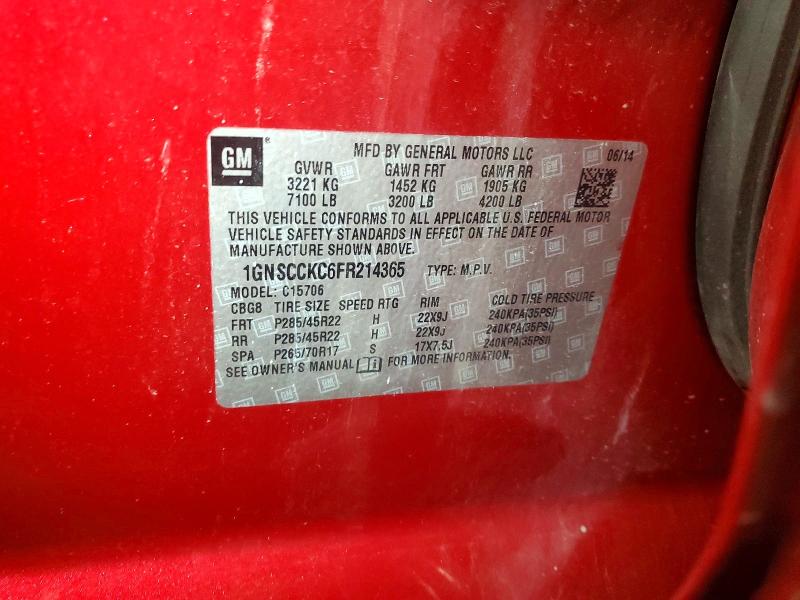 73734086 :رقم المزاد ، 1GNSCCKC6FR214365 vin ، 2015 Chevrolet Tahoe مزاد بيع