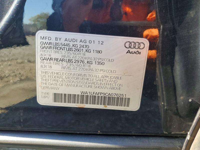 Продажа на аукционе авто 2012 Audi Q5, vin: WA1LFAFP9CA076251, номер лота: 71697266