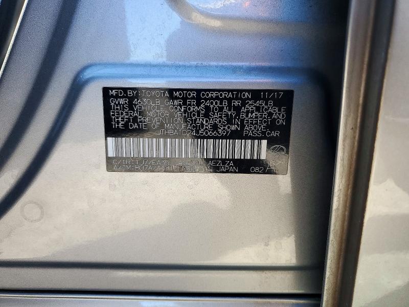 Aukcja sprzedaży 2018 Lexus Is, vin: JTHBA1D24J5066397, numer aukcji: 71970046