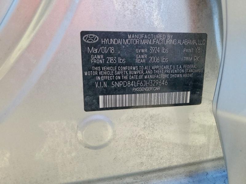 71071816 :رقم المزاد ، 5NPD84LF6JH329646 vin ، 2018 Hyundai Elantra مزاد بيع