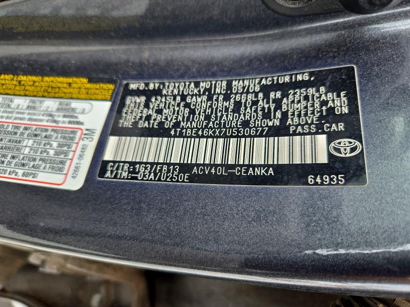72450456 :رقم المزاد ، 4T1BE46KX7U530677 vin ، 2007 Toyota Camry مزاد بيع