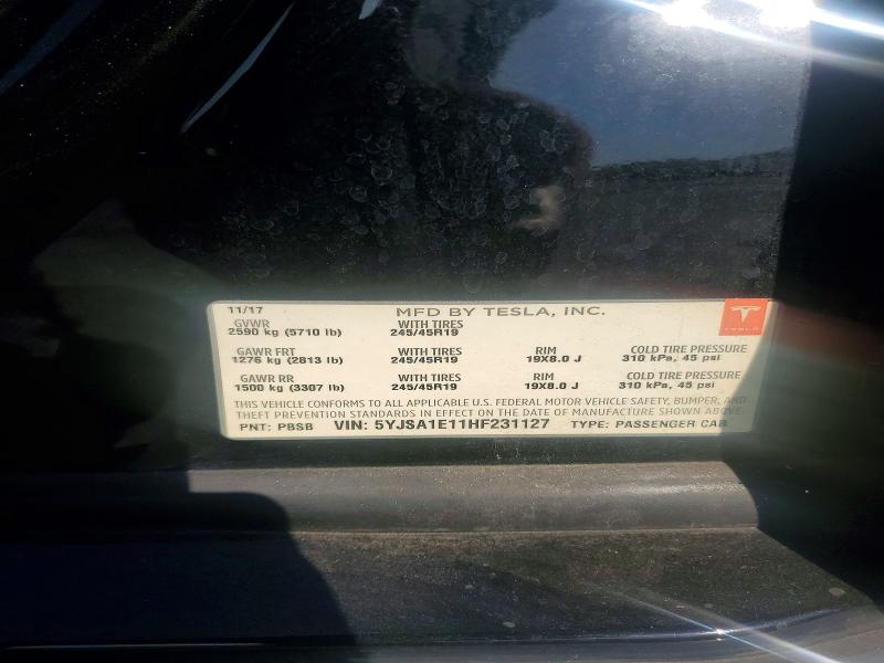 Продажа на аукционе авто 2017 Tesla Model S, vin: 5YJSA1E11HF231127, номер лота: 72194376