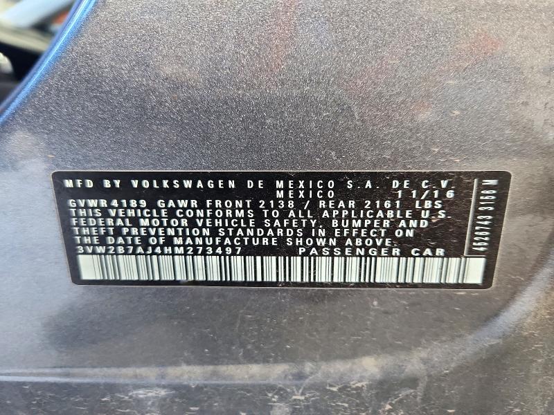 Aukcja sprzedaży 2017 Volkswagen Jetta, vin: 3VW2B7AJ4HM273497, numer aukcji: 71721086