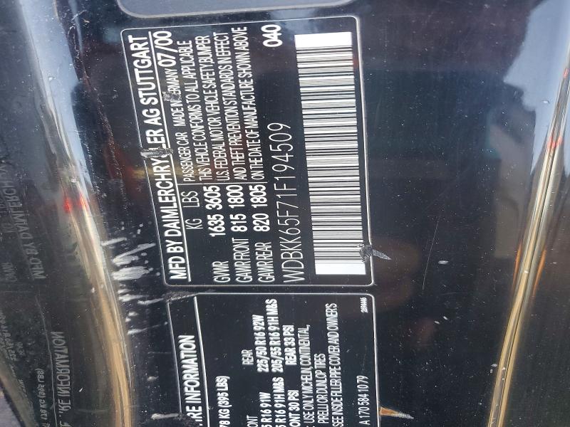 71490066 :رقم المزاد ، WDBKK65F71F194509 vin ، 2001 Mercedes-benz Slk مزاد بيع