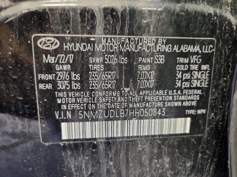 2017 Hyundai Santa Fe Sport მანქანა იყიდება აუქციონზე, vin: 5NMZUDLB7HH050843, აუქციონის ნომერი: 71491866