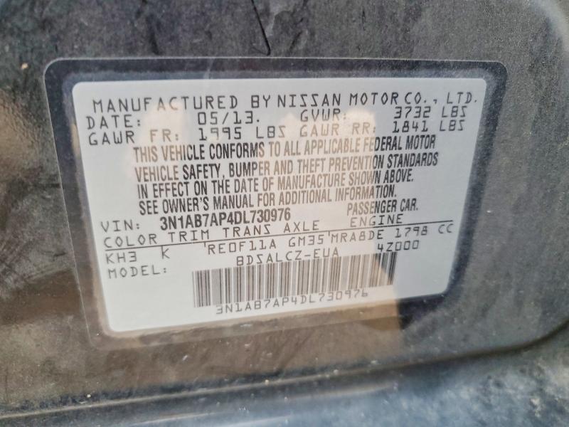 Продаж на аукціоні авто 2013 Nissan Sentra, vin: 3N1AB7AP4DL730976, номер лоту: 69424686