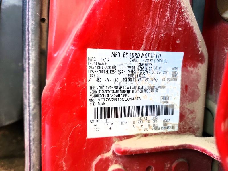 70964086 :رقم المزاد ، 1FT7W2BT5CEC94373 vin ، 2012 Ford F250 مزاد بيع