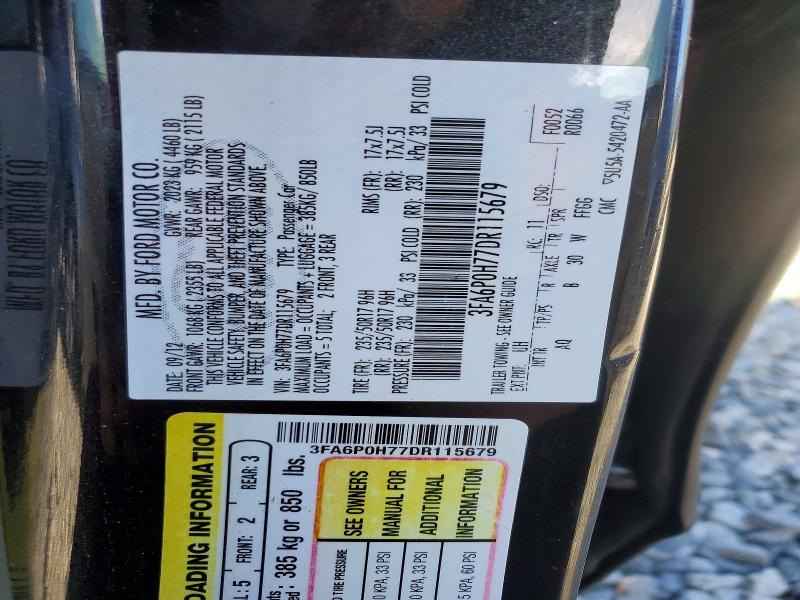 Продаж на аукціоні авто 2013 Ford Fusion, vin: 3FA6P0H77DR115679, номер лоту: 72220896