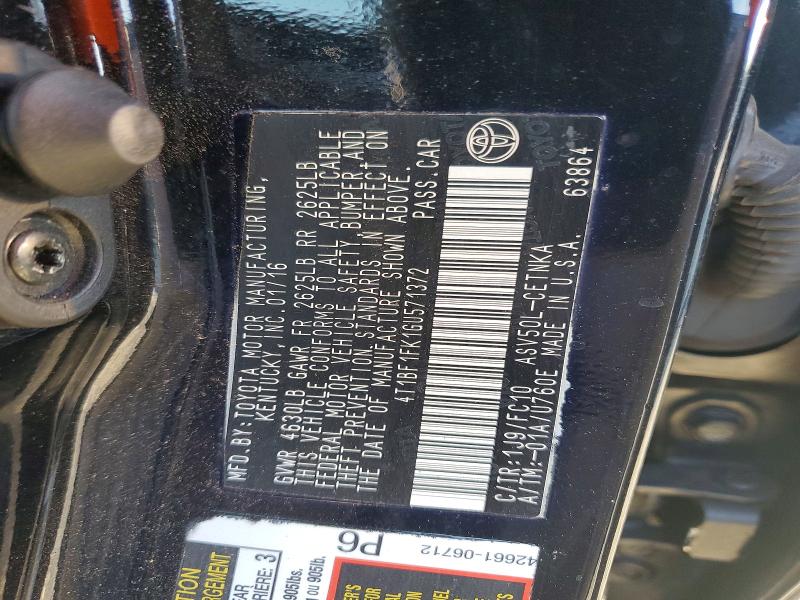 Aukcja sprzedaży 2016 Toyota Camry, vin: 4T1BF1FK1GU571372, numer aukcji: 69694416