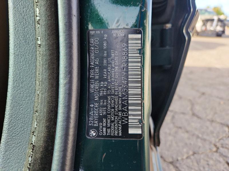 Aukcja sprzedaży 2000 Bmw 328, vin: WBAAM5347YFR18869, numer aukcji: 71454426