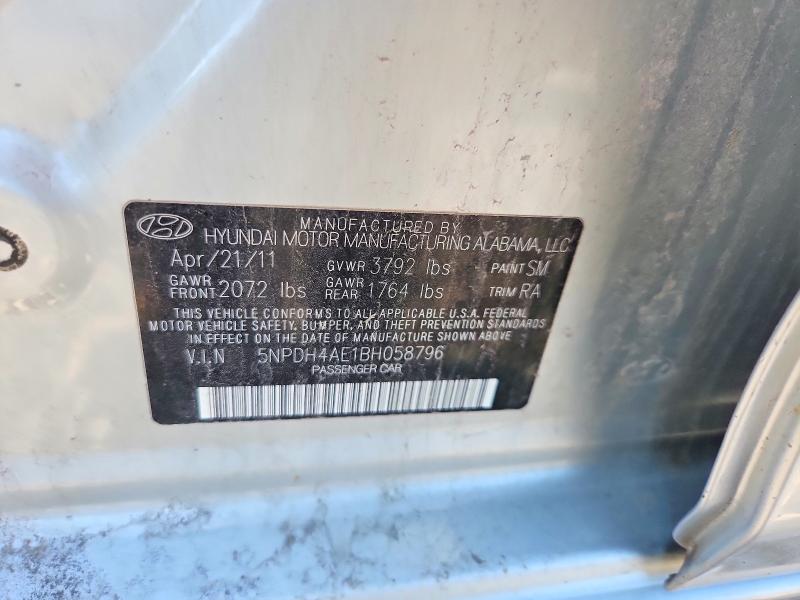2011 Hyundai Elantra მანქანა იყიდება აუქციონზე, vin: 5NPDH4AE1BH058796, აუქციონის ნომერი: 72045246