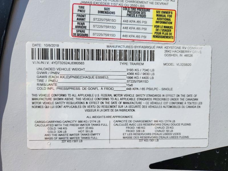 Продажа на аукционе авто 2020 Keystone Trailer, vin: 4YDT32S24L6360563, номер лота: 72547386