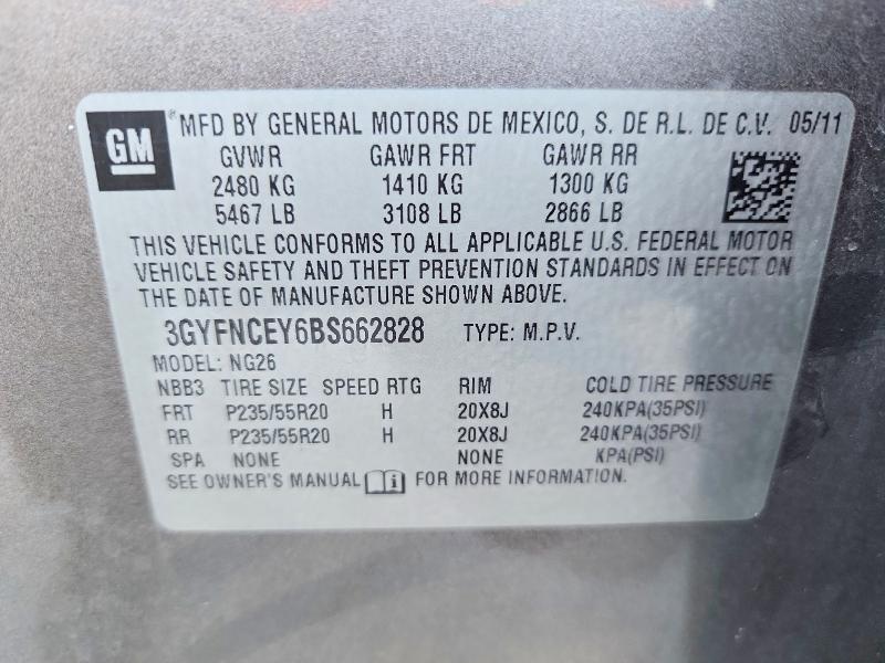 2011 Cadillac Srx მანქანა იყიდება აუქციონზე, vin: 3GYFNCEY6BS662828, აუქციონის ნომერი: 71437576