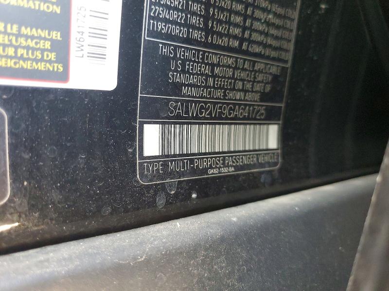 Продаж на аукціоні авто 2016 Land Rover Range Rover Sport, vin: SALWG2VF9GA641725, номер лоту: 71896346