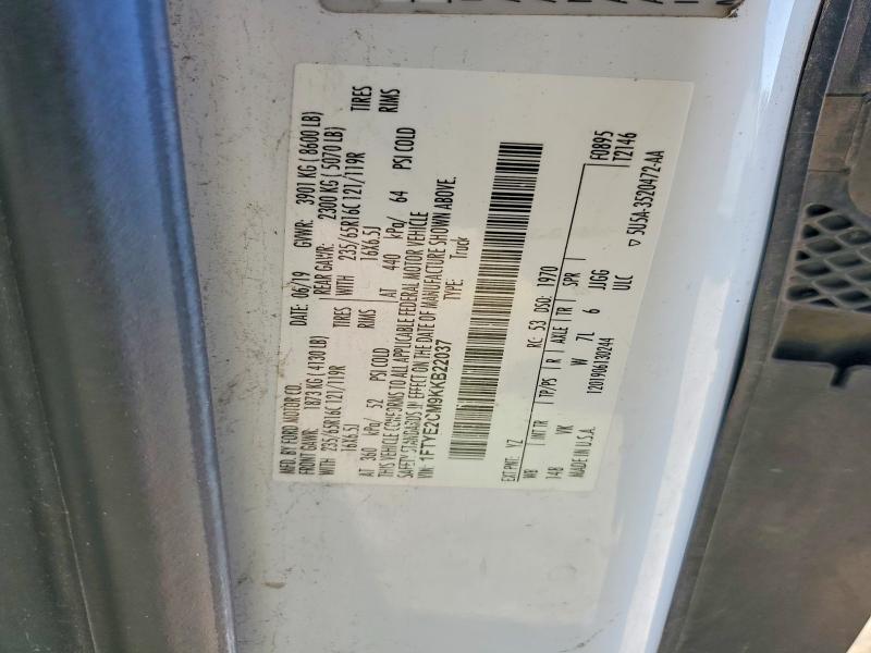 71768466 :رقم المزاد ، 1FTYE2CM9KKB22037 vin ، 2019 Ford Transit مزاد بيع