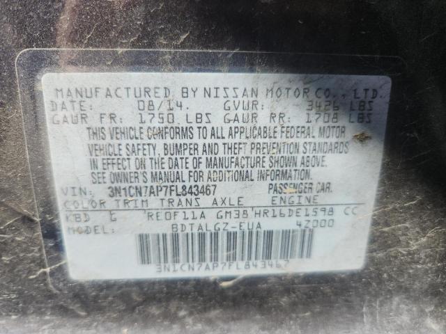 Aukcja sprzedaży 2015 Nissan Versa, vin: 3N1CN7AP7FL843467, numer aukcji: 73175216