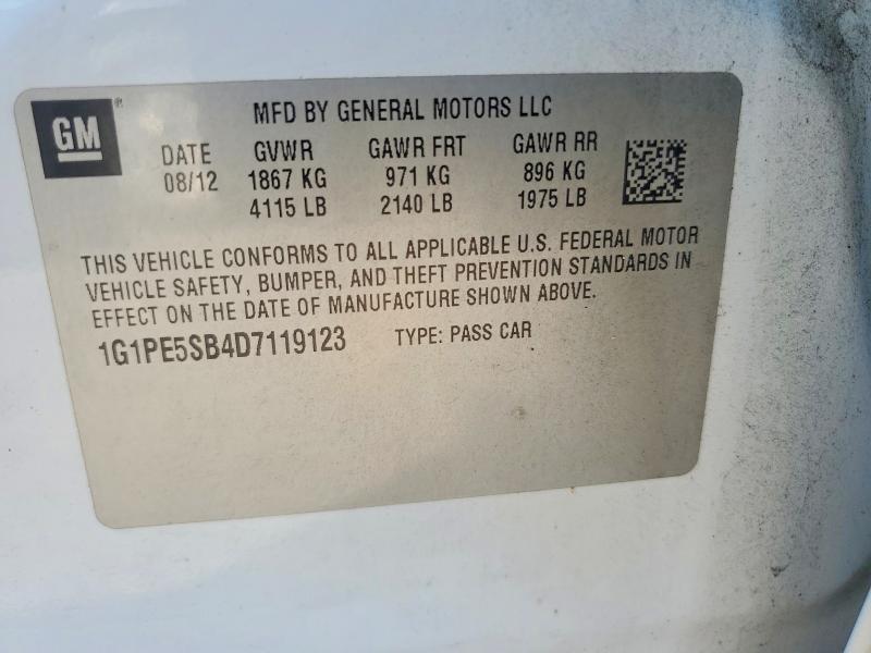 Aukcja sprzedaży 2013 Chevrolet Cruze, vin: 1G1PE5SB4D7119123, numer aukcji: 71019026