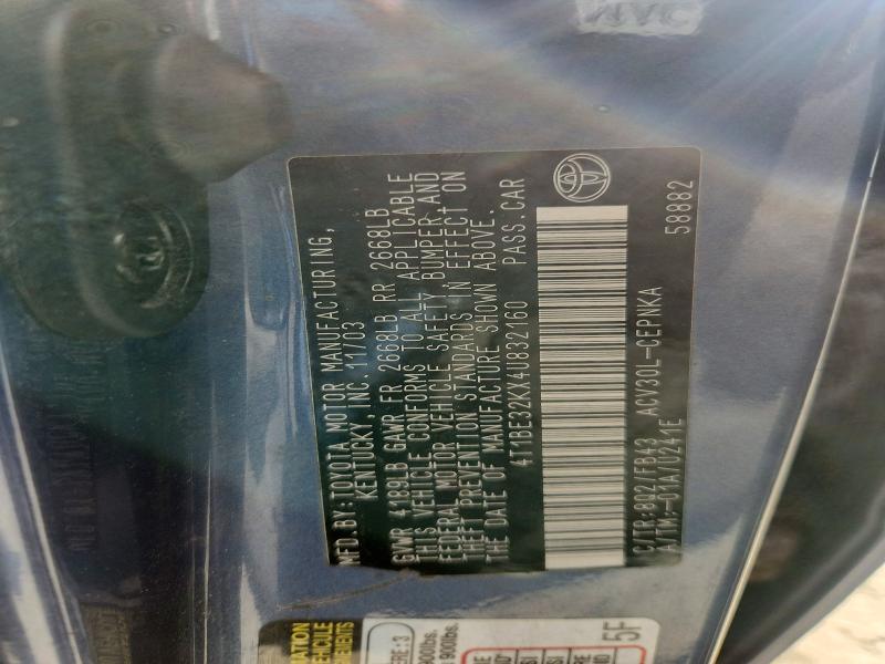 2004 Toyota Camry მანქანა იყიდება აუქციონზე, vin: 4T1BE32KX4U832160, აუქციონის ნომერი: 72044106