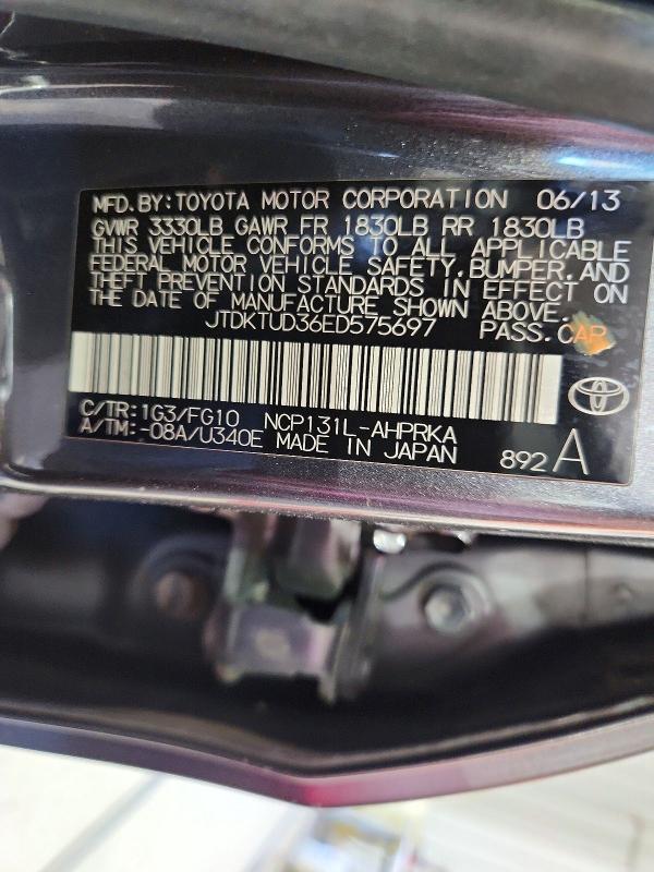 71622026 :رقم المزاد ، JTDKTUD36ED575697 vin ، 2014 Toyota Yaris مزاد بيع