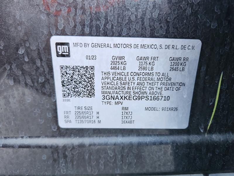 72015936 :رقم المزاد ، 3GNAXKEG9PS166710 vin ، 2023 Chevrolet Equinox مزاد بيع
