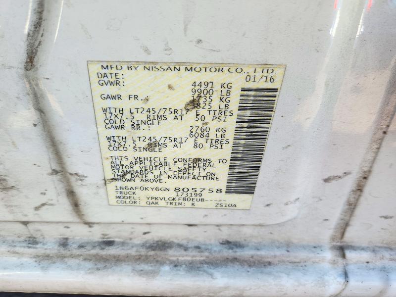2016 Nissan Nv მანქანა იყიდება აუქციონზე, vin: 1N6AF0KY6GN805758, აუქციონის ნომერი: 72948616