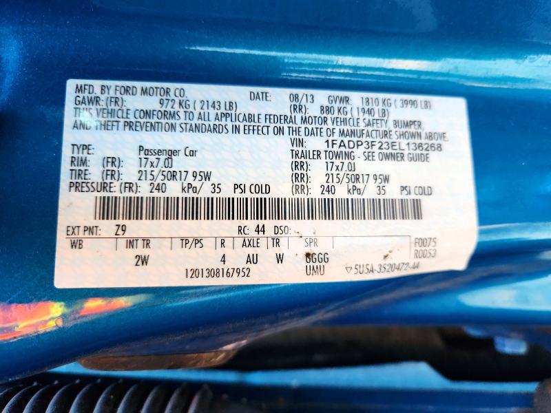 2014 Ford Focus მანქანა იყიდება აუქციონზე, vin: 1FADP3F23EL136268, აუქციონის ნომერი: 71950676