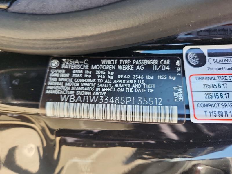 71667856 :رقم المزاد ، WBABW33485PL35512 vin ، 2005 Bmw 325 مزاد بيع