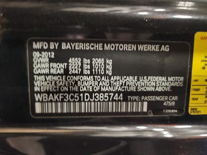 Продажа на аукционе авто 2013 Bmw 328, vin: WBAKF3C51DJ385744, номер лота: 71052546