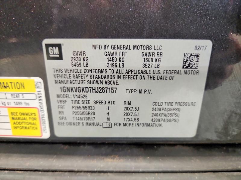 2017 Chevrolet Traverse მანქანა იყიდება აუქციონზე, vin: 1GNKVGKD7HJ287157, აუქციონის ნომერი: 70894396