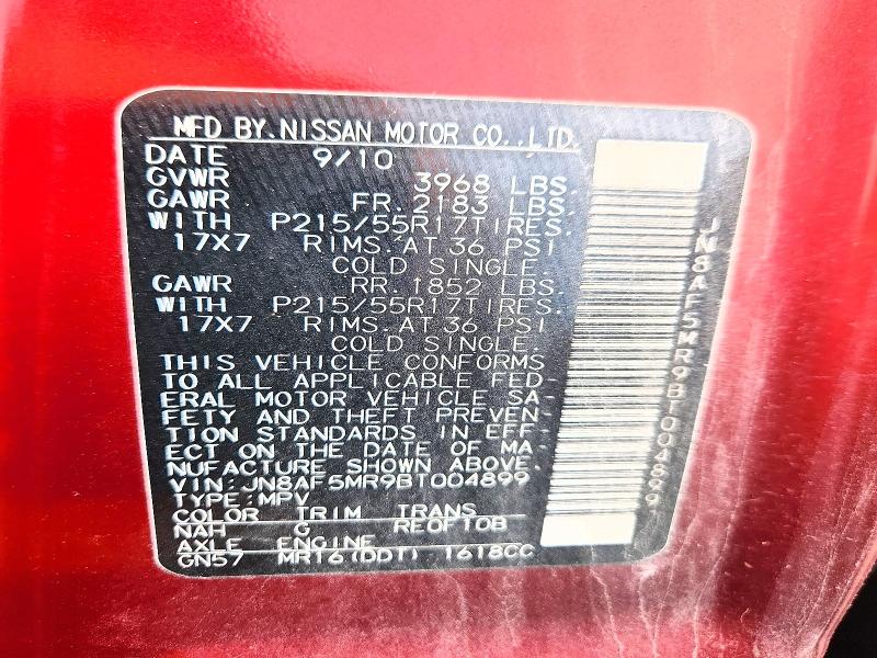 Продажа на аукционе авто 2011 Nissan Juke, vin: JN8AF5MR9BT004899, номер лота: 70994276
